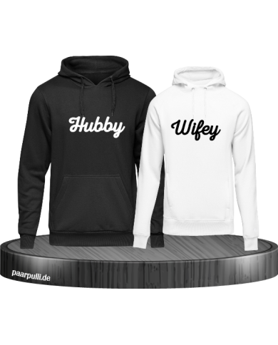 schwarz weiß hoodie hubby wifey