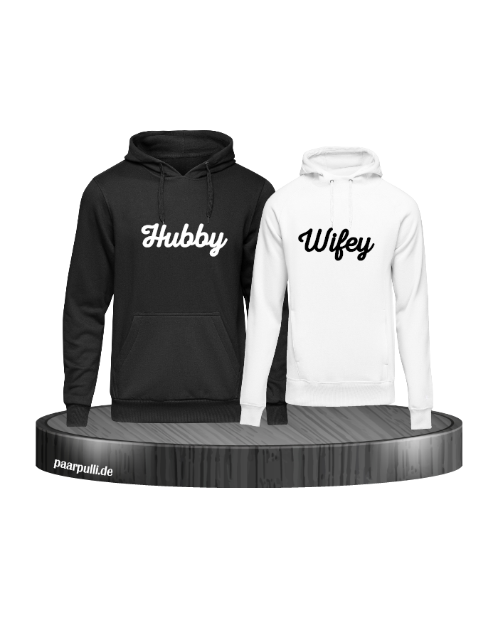 schwarz weiß hoodie hubby wifey