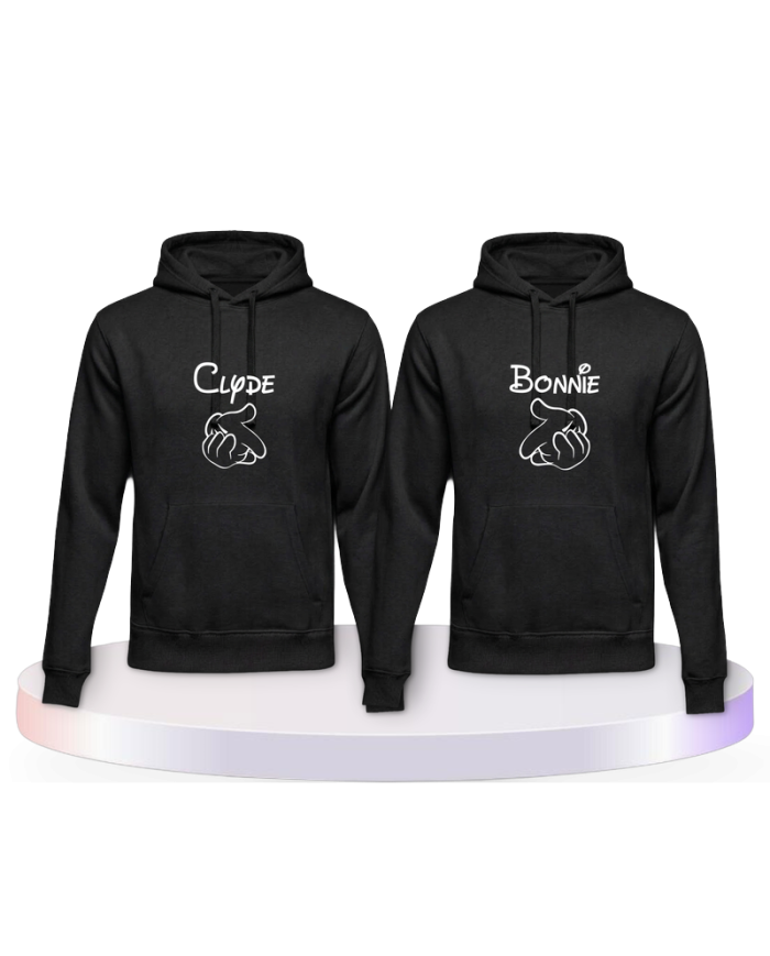 Bonnie und Clyde im Comic Design als Couple Hoodies kaufen | Paarpulli