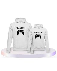 Player One & Player Two für Gamer Eltern-Kind Hoodies | Paarpulli