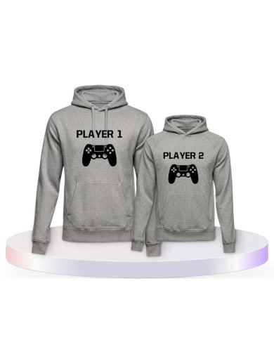 Player One & Player Two für Gamer Eltern-Kind Hoodies | Paarpulli