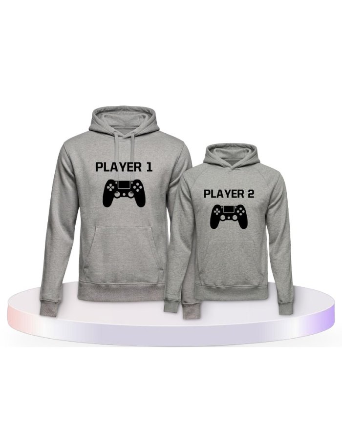 Player One & Player Two für Gamer Eltern-Kind Hoodies | Paarpulli