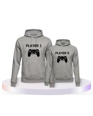 Player One & Player Two für Gamer Eltern-Kind Hoodies | Paarpulli
