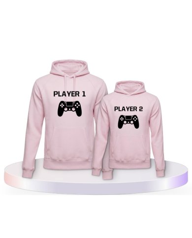Player One & Player Two für Gamer Eltern-Kind Hoodies | Paarpulli