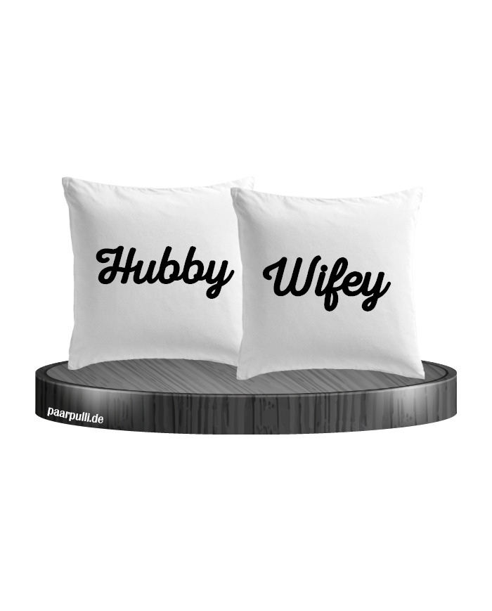 hubby wifey kissen weiß