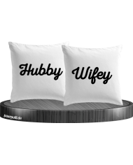 hubby wifey kissen weiß