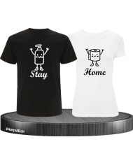 Stay Home Partnerlook T-Shirts mit Seife und Toilettenpapier