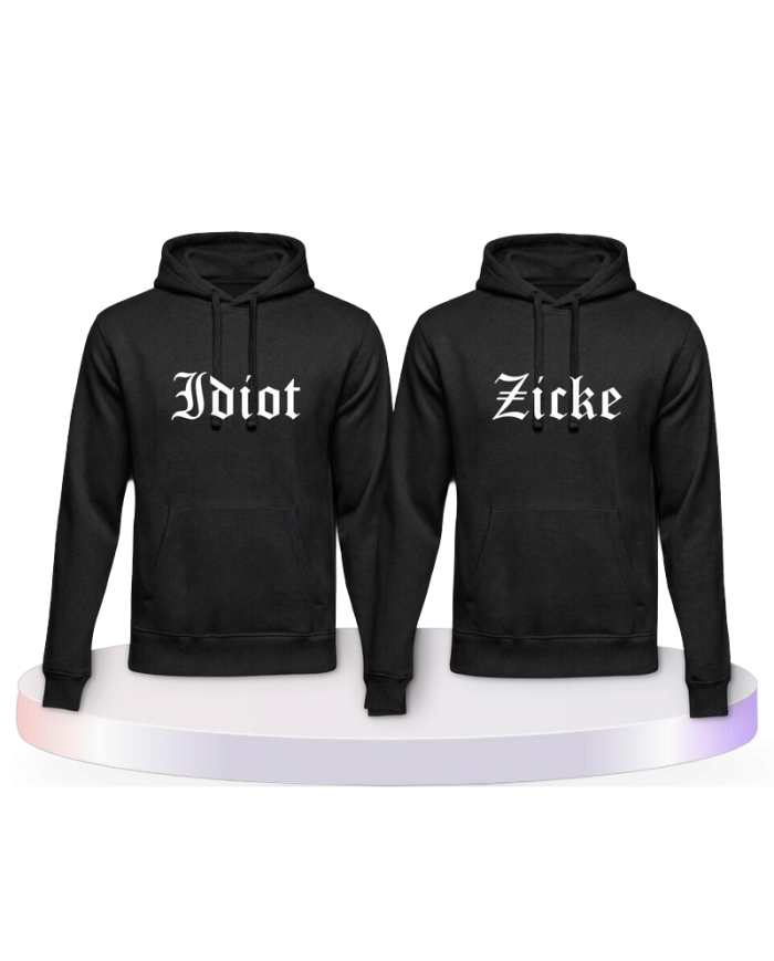 Idiot und Zicke Couple Hoodies kaufen | Paarpulli