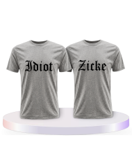 Partnerlook T-Shirts mit Idiot und Zicke | Paarpulli