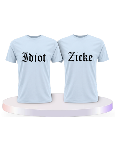 Partnerlook T-Shirts mit Idiot und Zicke | Paarpulli