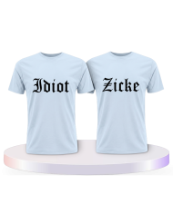 Partnerlook T-Shirts mit Idiot und Zicke | Paarpulli