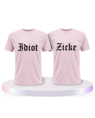 Partnerlook T-Shirts mit Idiot und Zicke | Paarpulli