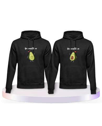 You Complete Me Kapuzenpullover mit Avocado Aufdruck | Paarpulli