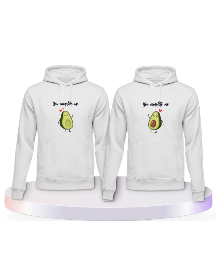 You Complete Me Kapuzenpullover mit Avocado Aufdruck | Paarpulli