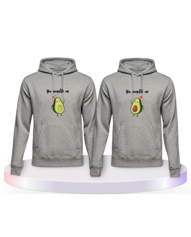 You Complete Me Kapuzenpullover mit Avocado Aufdruck | Paarpulli