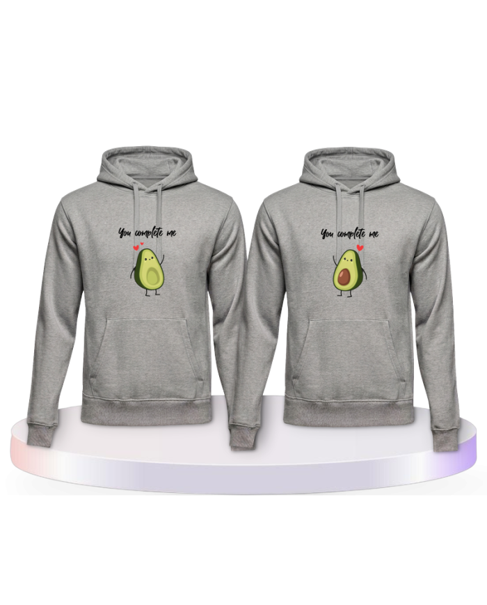You Complete Me Kapuzenpullover mit Avocado Aufdruck | Paarpulli