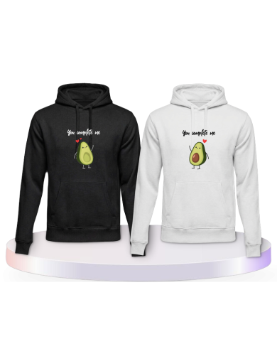 You Complete Me Kapuzenpullover mit Avocado Aufdruck | Paarpulli