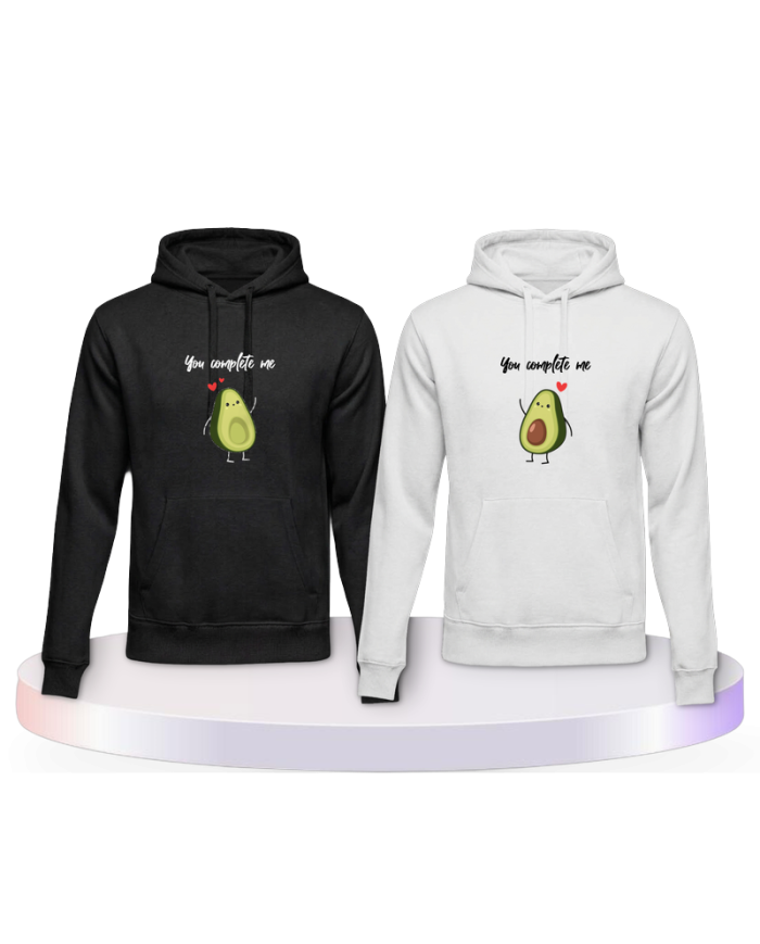 You Complete Me Kapuzenpullover mit Avocado Aufdruck | Paarpulli