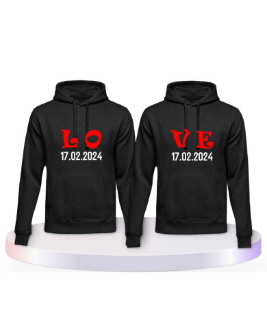 Partnerlook Hoodies mit Love Initial im Style mit Herz | Paarpulli