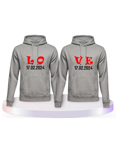 Partnerlook Hoodies mit Love Initial im Style mit Herz | Paarpulli