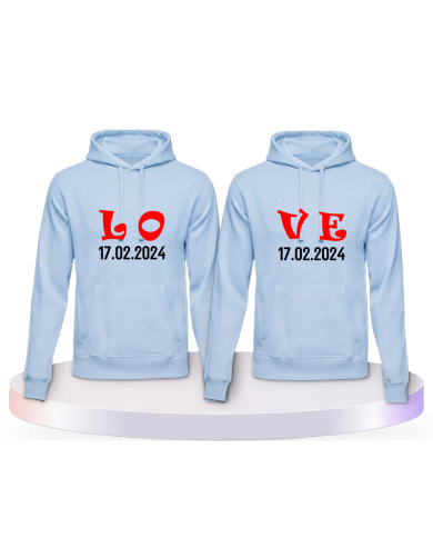 Partnerlook Hoodies mit Love Initial im Style mit Herz | Paarpulli