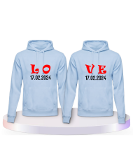 Partnerlook Hoodies mit Love Initial im Style mit Herz | Paarpulli