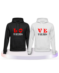 Partnerlook Hoodies mit Love Initial im Style mit Herz | Paarpulli