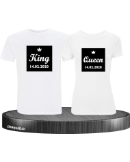 King & Queen Partner T-Shirts bedruckt mit Wunschdatum