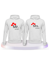 Mr and Mrs mit Wunschjahr Couple Hoodies kaufen | Paarpulli