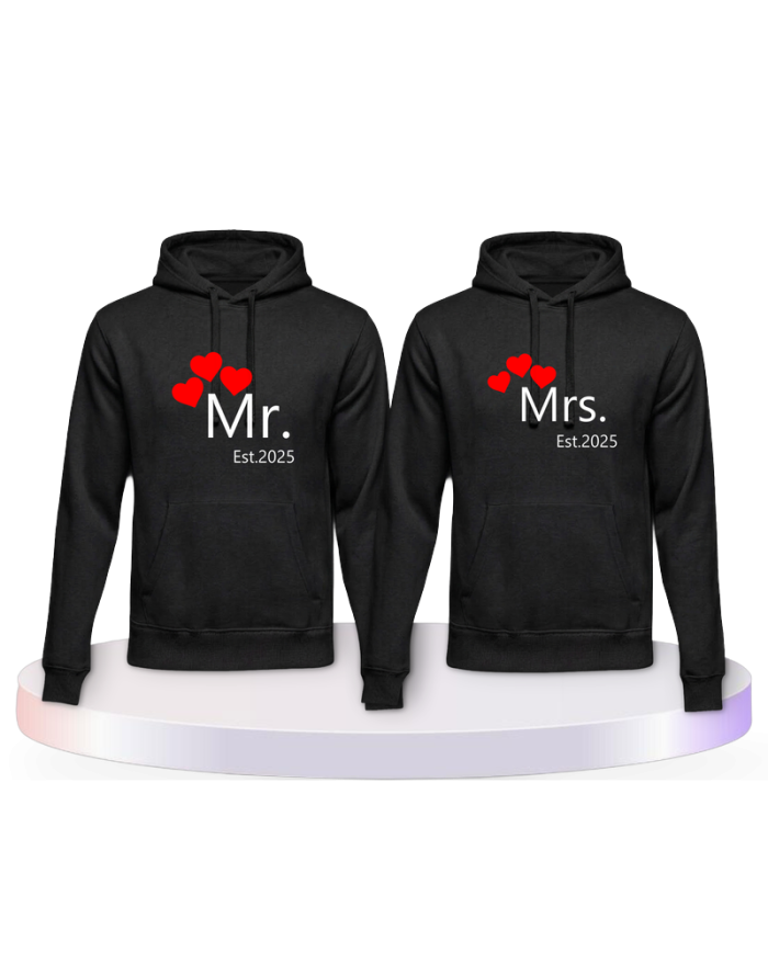 Mr and Mrs mit Wunschjahr Couple Hoodies kaufen | Paarpulli
