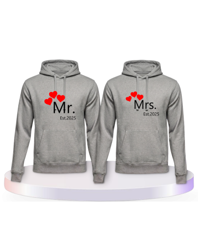Mr and Mrs mit Wunschjahr Couple Hoodies kaufen | Paarpulli
