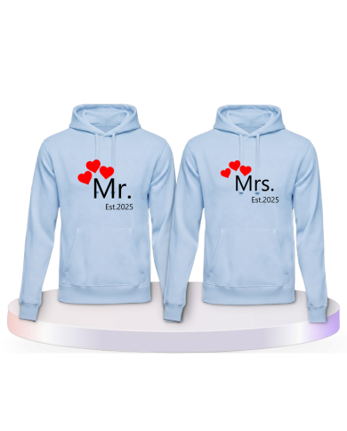 Mr and Mrs mit Wunschjahr Couple Hoodies kaufen | Paarpulli