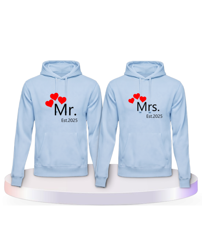 Mr and Mrs mit Wunschjahr Couple Hoodies kaufen | Paarpulli