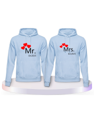 Mr and Mrs mit Wunschjahr Couple Hoodies kaufen | Paarpulli