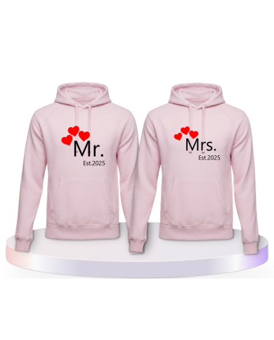 Mr and Mrs mit Wunschjahr Couple Hoodies kaufen | Paarpulli