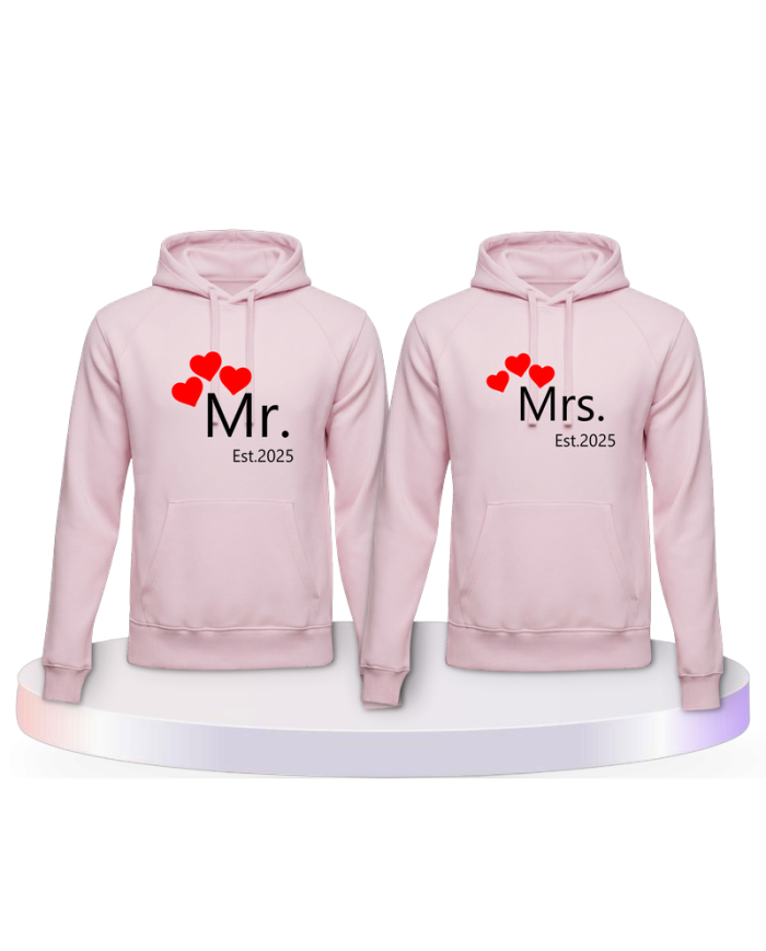 Mr and Mrs mit Wunschjahr Couple Hoodies kaufen | Paarpulli