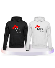 Mr and Mrs mit Wunschjahr Couple Hoodies kaufen | Paarpulli