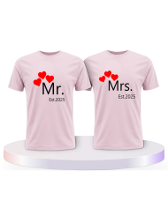 Mr. and Mrs. auf mit Wunschjahr Couple T-Shirts kaufen | Paarpulli