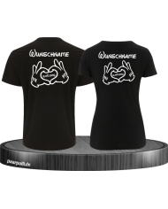 Comic Hände mit Wunschname und Wunschdatum T-Shirts in schwarz