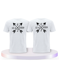 Partnerlook T-Shirts mit Arrows mit Initialien und Datum | Paarpulli