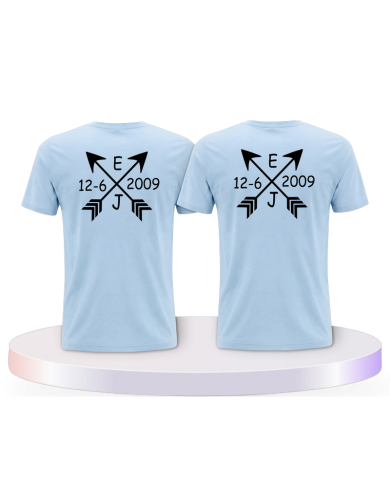 Partnerlook T-Shirts mit Arrows mit Initialien und Datum | Paarpulli