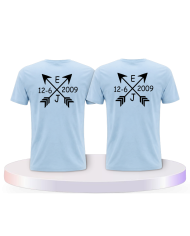 Partnerlook T-Shirts mit Arrows mit Initialien und Datum | Paarpulli