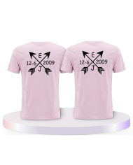 Partnerlook T-Shirts mit Arrows mit Initialien und Datum | Paarpulli