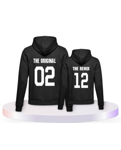 The Original and the Remix Rückendruck Eltern-Kind Hoodies | Paarpulli