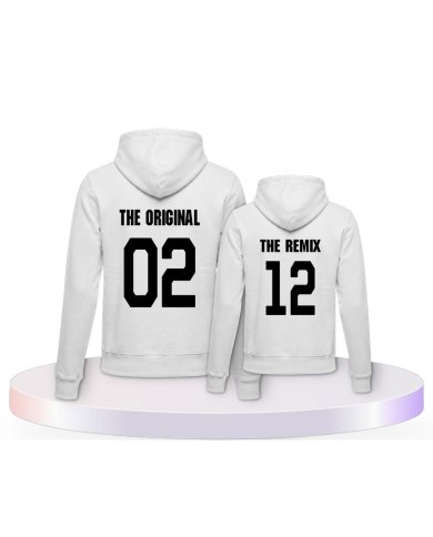 The Original and the Remix Rückendruck Eltern-Kind Hoodies | Paarpulli