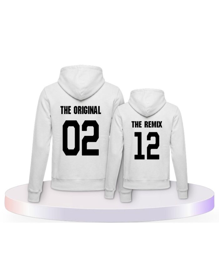 The Original and the Remix Rückendruck Eltern-Kind Hoodies | Paarpulli