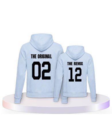 The Original and the Remix Rückendruck Eltern-Kind Hoodies | Paarpulli