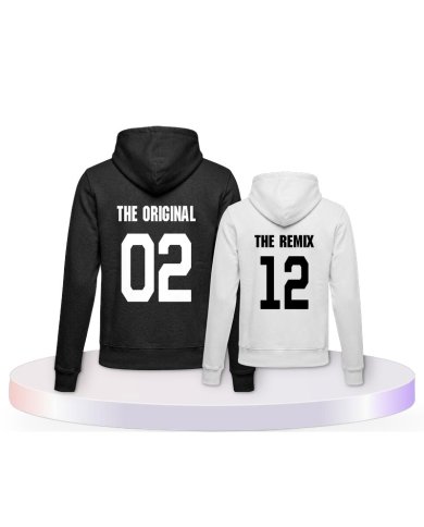 The Original and the Remix Rückendruck Eltern-Kind Hoodies | Paarpulli