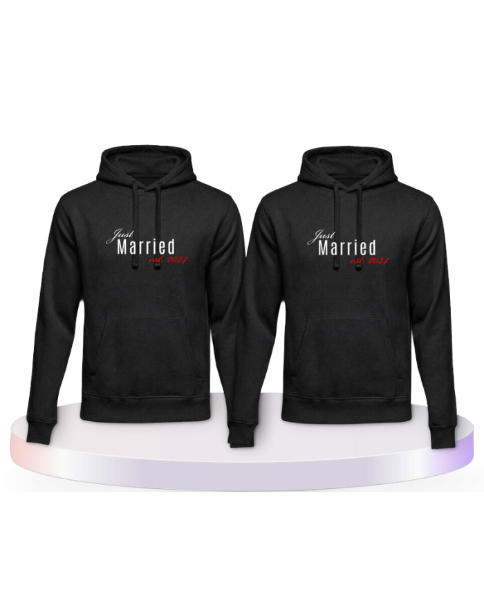 Partnerlook Hoodies mit Just married mit Wunschjahr | Paarpulli