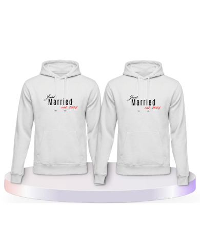 Partnerlook Hoodies mit Just married mit Wunschjahr | Paarpulli
